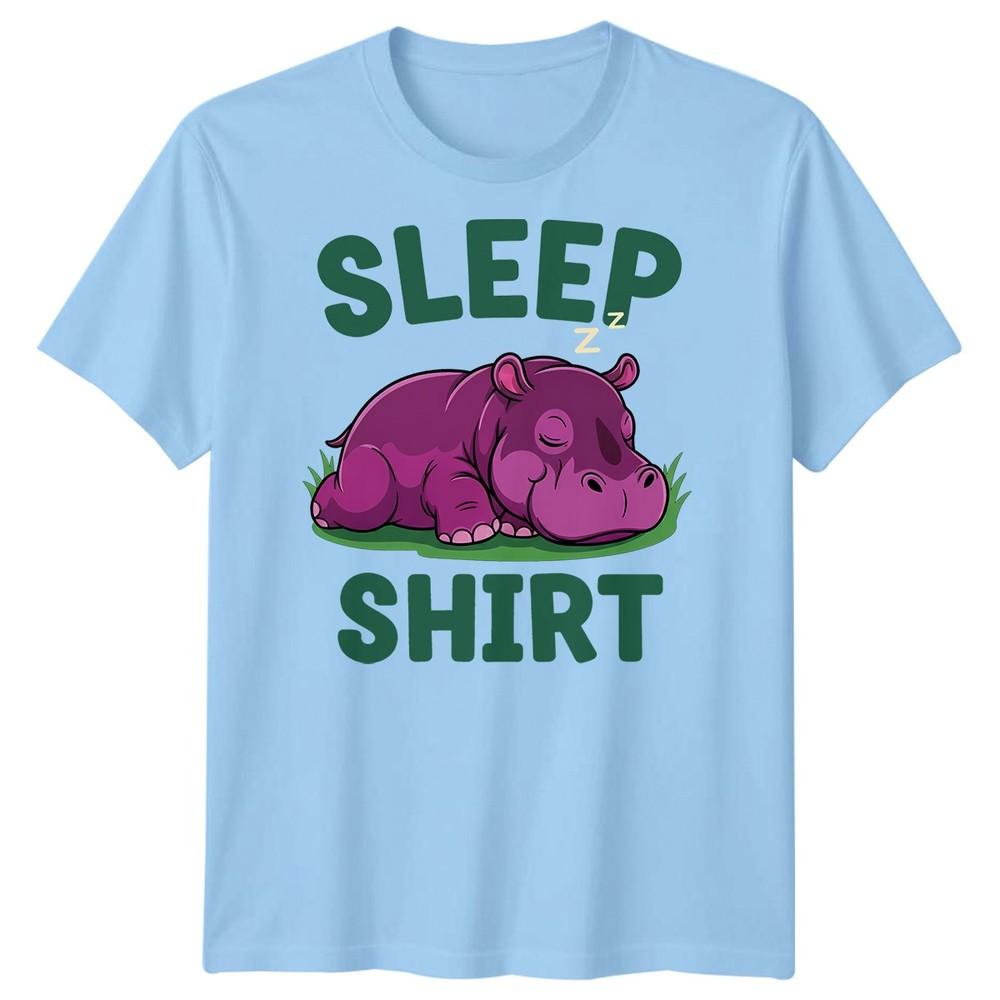 Sleep Shirt Hippo Unisexs T Shirt Cartoon Animal S