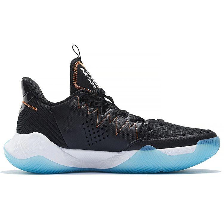 Li Ning Storm Low Fabric Shock Absorption Non-Slip Wear-Resistant Breathable Rebound High-Top Basketball Shoes Men Sneaker Black Orange ABFS013-2