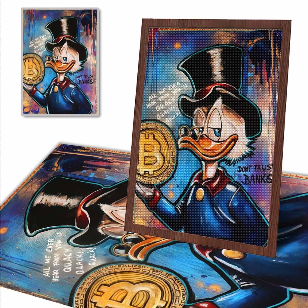 5D DIY Diamond Art Painting Kits for Adults, Donald Duck, A Financial Tycoon Full Round Crystal Diamond Kits for Beginner for Home Wall Decorate