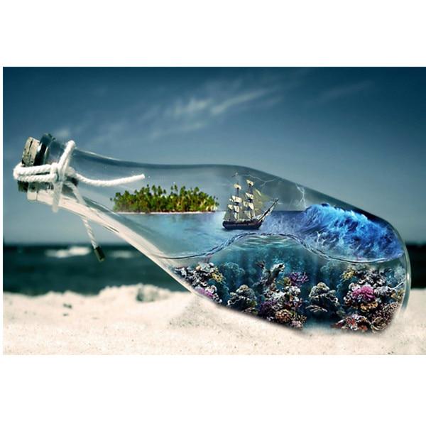 

5d Diy Алмазная вышивка крестом Набор Алмазная вышивка Пейзаж Наклейка на стену Игла Свадебные украшения 20X30CM светло-синий