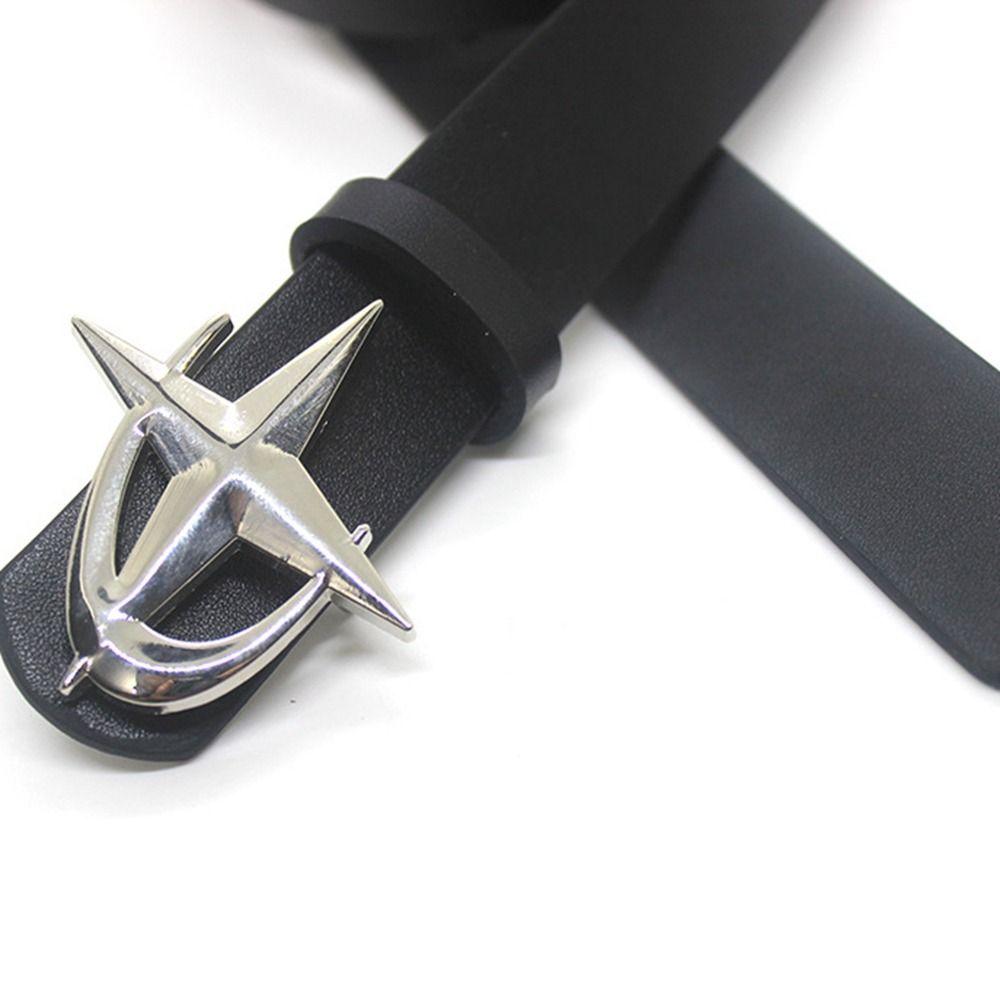 PU Leather Leather Belt Zinc Zinc Alloy Waistband Fashion Cross Star Buckle Belts  Women