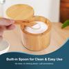 Bamboo Salt Cellar, 2 PCS Salt Container with Built-in Spoon, Salt Box Bowl with Magnetic Swivel Lid, Elegant Kitchen Salt Holder Saver Jar To Storage