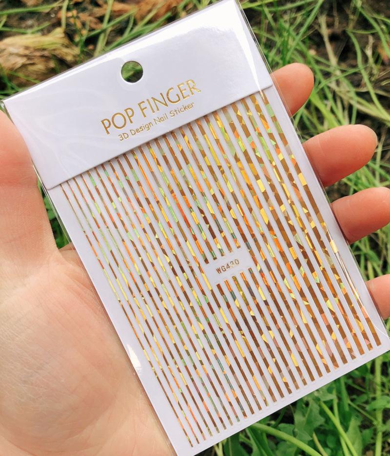 12Pcs/1pcs Nail Lines Strip Stickers Gold/Silver Metal CurveStrip Tape Decals Self-Adhesive Slider DIY Manicure Nail Art Sticker