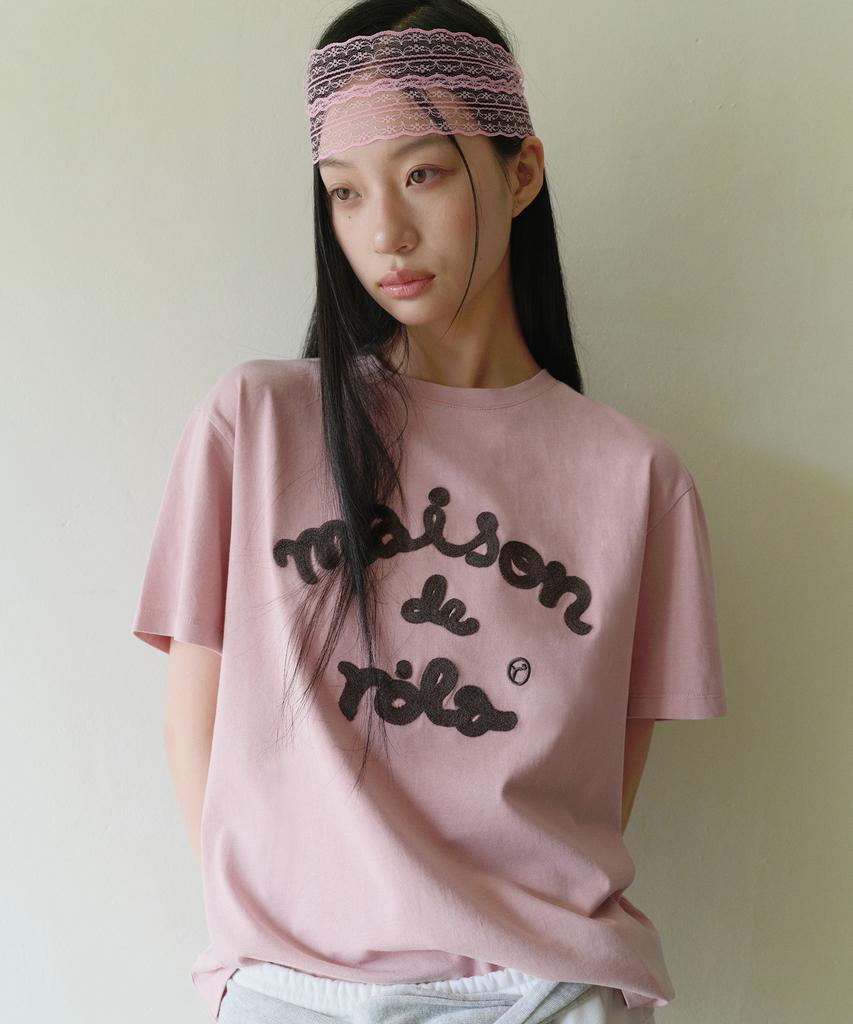 ROLAROLA Maison De Rola Embroidery Pigment Loose Fit T-Shirt I/Pink