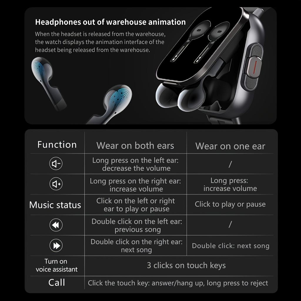 Smart Watch Built-in Headphones Over 100 Sports Modes 2.01-inch High-definition Large Screen Supports Wireless Calling Message Reminders Music