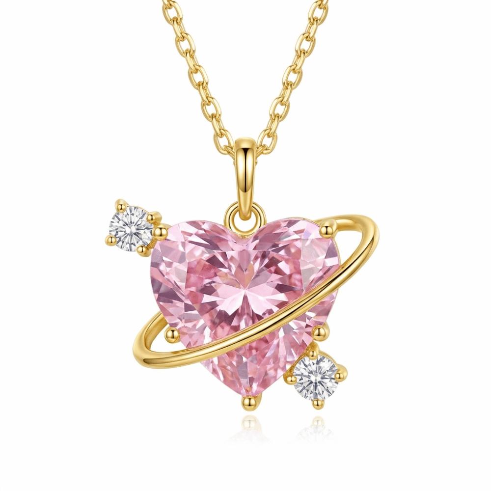 Light Luxury Design Crystal Heart Necklace Sweet Elegant Style Zircon Necklace  Fashion Accessory
