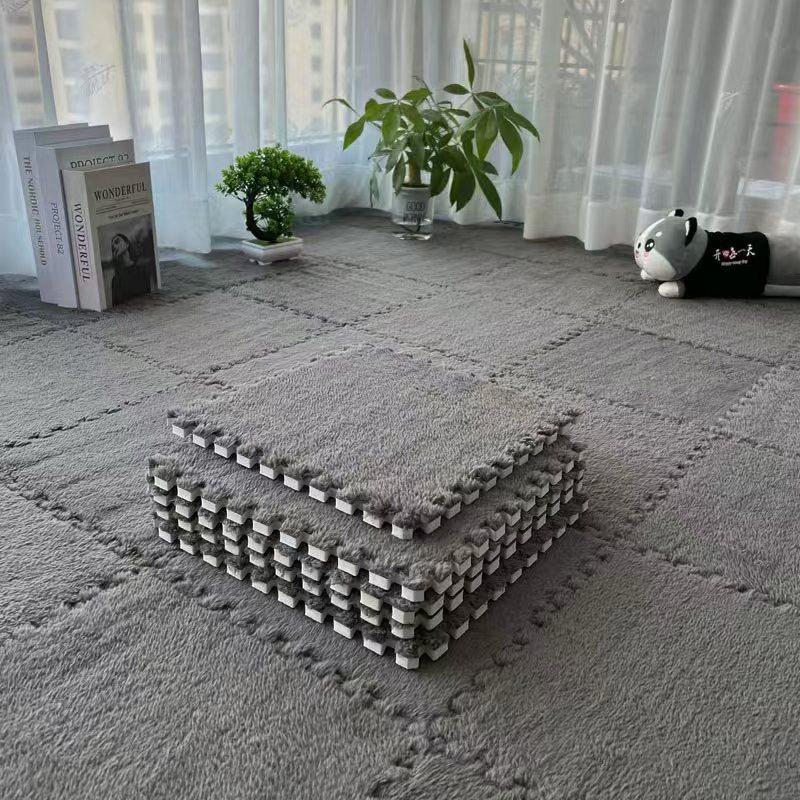 12Pcs Soft Plush Baby Play Mat Puzzle Carpet Interlocking Exercise Tiles Floor Rug for Kid Pad Baby Room Warm Game Mat 30*30*1CM