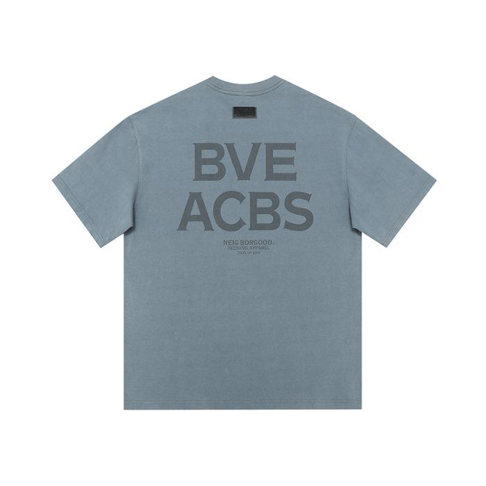 Heavy Summer Pure Cotton Short-sleeved T-shirt Men's Loose Letter Printed Round Neck Half-sleeved