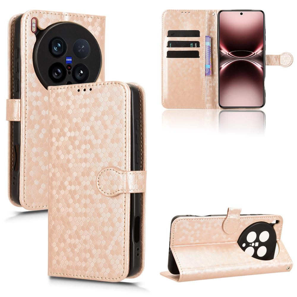 For vivo X200 Ultra 5G Wallet Case Dot Pattern Imprint PU Leather Phone Cover
