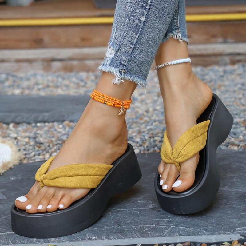 

Fashion Ladies Shoes 2025 Fashion Pinch Toe Women s Slippers New Outdoor Casual Summer Thick Bottom Best Seller Comfortable Flip Flops 35 жёлтый