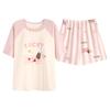 Yiershuang Pure Cotton Padded Bra Women's Summer Short Sleeve Short Pants Cute Teen Outdoor Homewear Pajama Set