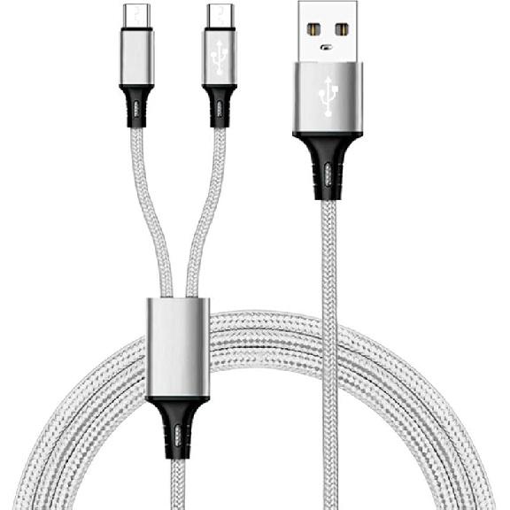 IFLASH Dual Port Type C Splitter Charging Cable - Power up to Two USB C Devices at Once from a Single USB A Port - Ideal for Any USB C Powered Device белый