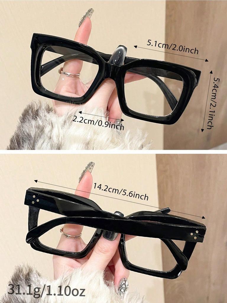 1/2Pcs Women's Square Frame Tortoiseshell Color Glasses Transparent Lens Simple Classic Style Suitable for Daily Travel