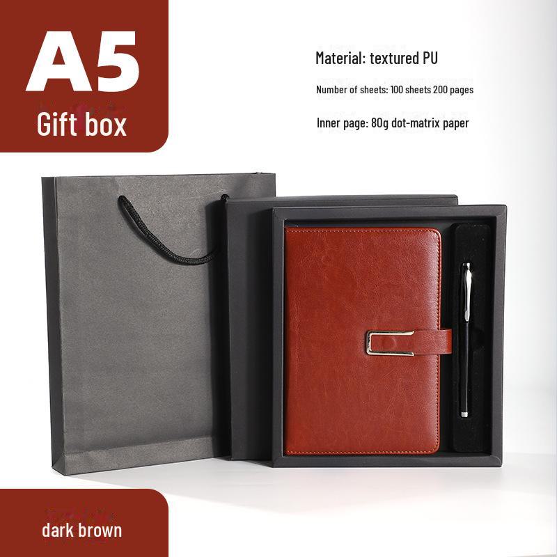 Premium Business Leather Notebook Gift Set with Custom Logo, A5/B5 Sizes, Thick Conference Notepad
