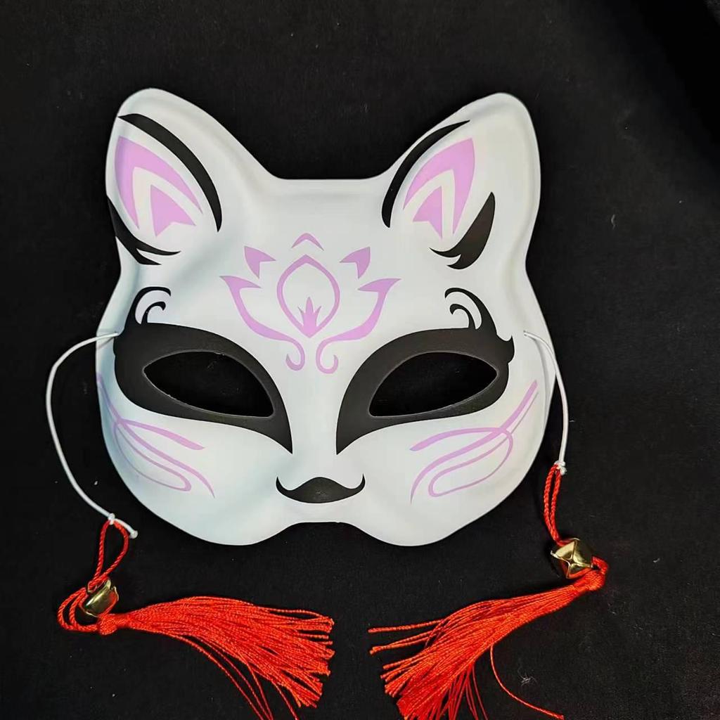 Luminous Cat Fox Mask - Hand-Painted Japanese Style Halloween Party Cosplay for Women