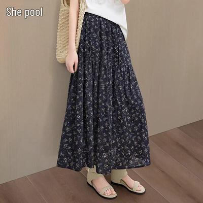 Women's Retro High-Waist Floral A-Line Midi Dress