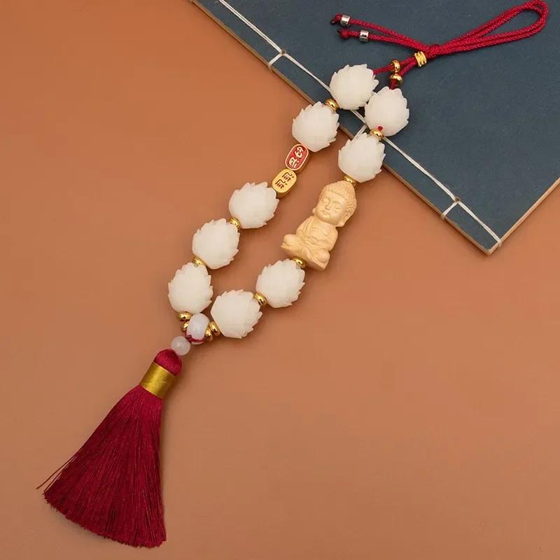 תליון שיאופו עץ הואנגיאנגמו לתלייה ברכב, בודהי לוטוס, מוצרים דקורטיביים למראה אחורית