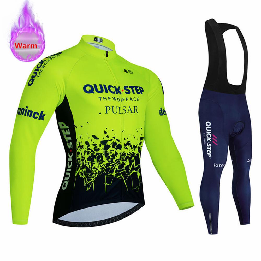 Soudal Quick Step 2026 Zimní cyklistický dres Termo fleecové cyklistické oblečení MTB Bicicleta Set Oblečení na cyklistiku Triathlon Cyklistický oblek