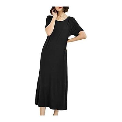 [Azulte] Maxi Dress, 4 Colors, M-L, Short Sleeve, Women's Room Wear, T-Shirt Dress