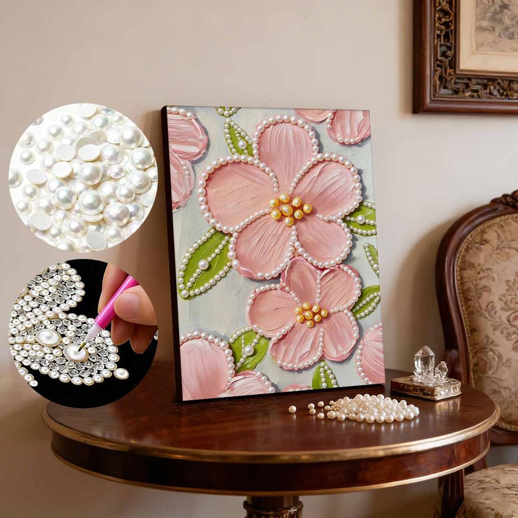 Perlenmalset Thema Rosa Blumen Rahmenlos Handarbeit DIY Schlafzimmerdekoration Wohnzimmer Wandkunst Raumdekoration Kunsthandwerk Dekoration