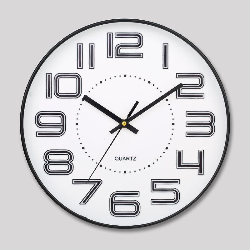12 Inch 30CM Silent Wall Clock, Creative and Fashionable, Three-dimensional Digital Minimalist Clock for Home Living Room