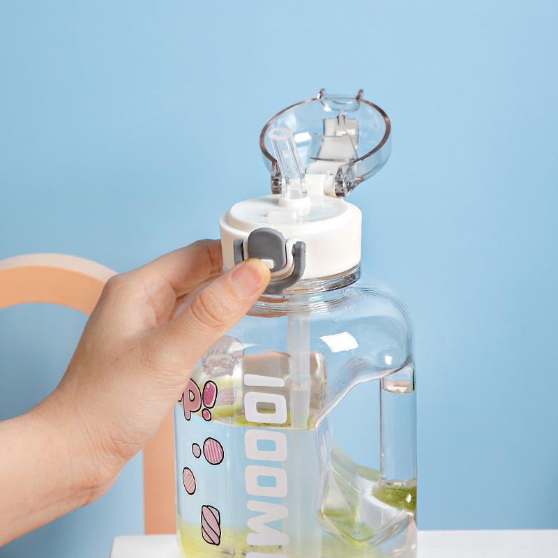 Water bottle Internet celebrity water cup 1000ml mini Dunton cup large capacity children's straw cup strap outdoor accompanying cup kettle