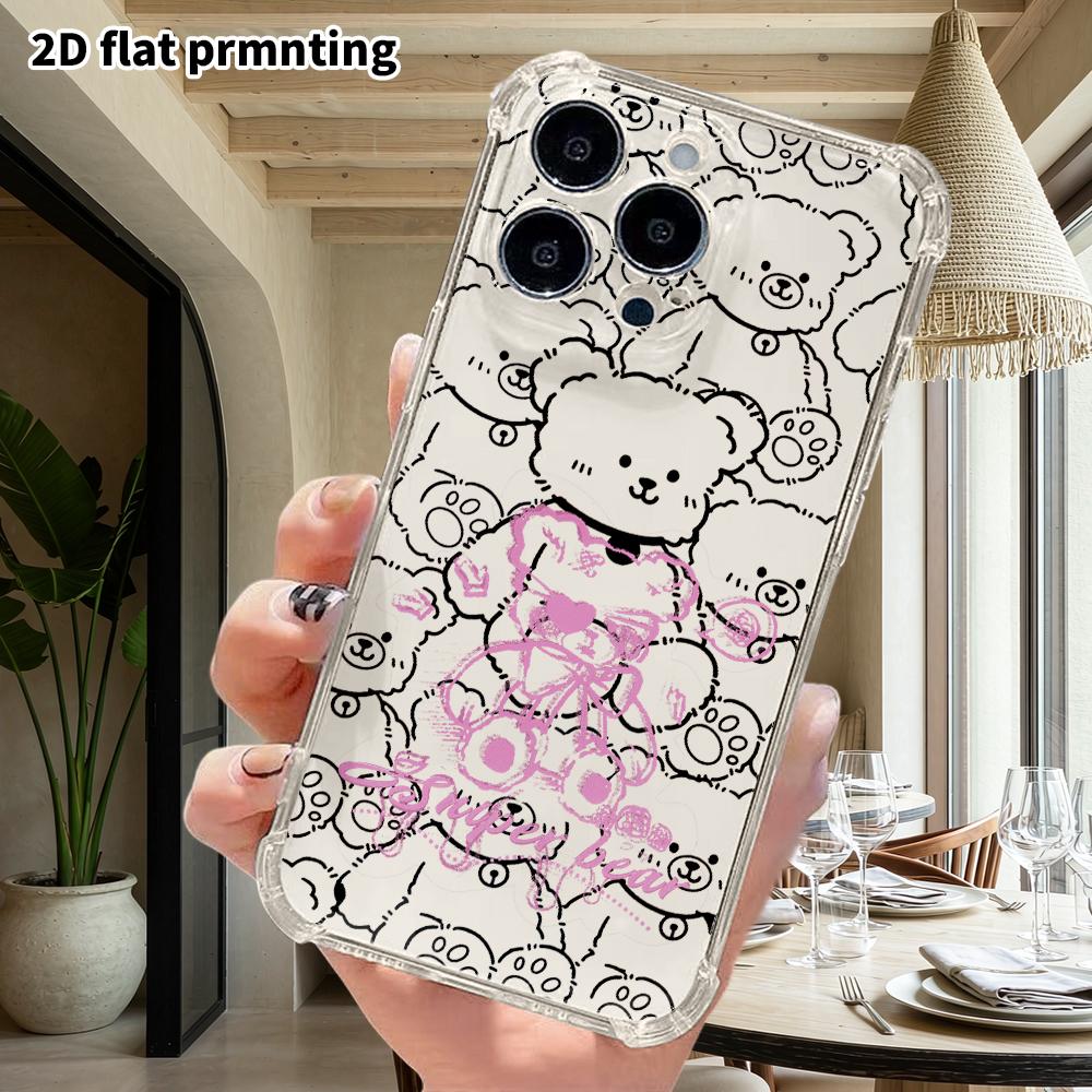 Phone Case: 2D flat suitable for iPhone 18 17 16 15 14 13 Pro, transparent corners protective case, sweet cool graffiti, Christmas and Halloween gifts