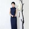 Blue sleeveless national style new Chinese Suzhou long cheongsam improved young 1011 new women's high sense summer