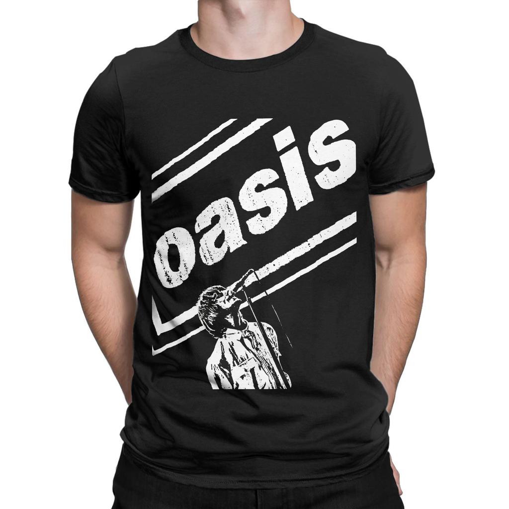 Men T-Shirt Oasi/s  Hipster Cotton Tee Shirt Short Sleeve Rock Band   T Shirts O Neck Tops Plus Size