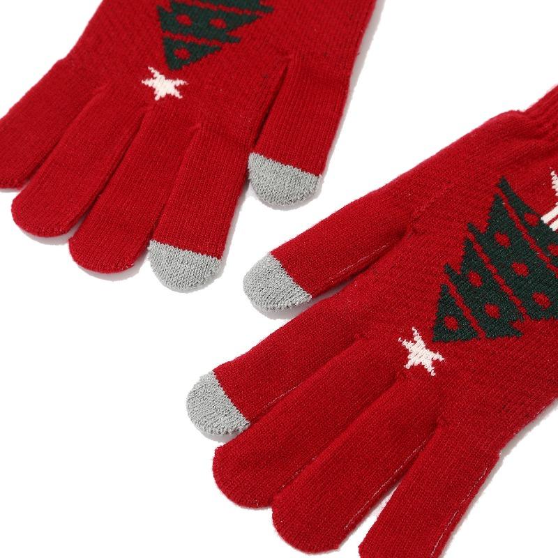 New Women's Christmas Tree Knitted Hat Scarf Glove 3-Piece Set Parent Child Winter Warm Knitted Hat