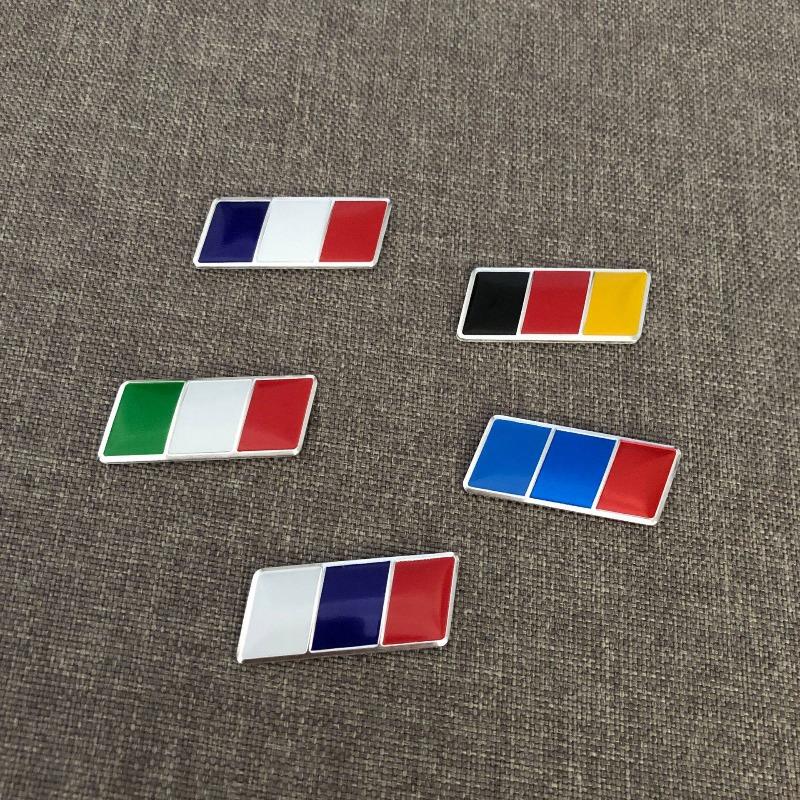 Car Steering Wheel Flag Stickers - Germany, France, Italy, Russia, Uk - Aluminum Emblem Body Decoration