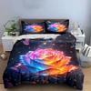 Colorful Rose Decor Set Soft Comfortable Duvet Cover Bedding Set Included 1*Duvet Cover & 2*Pillowcases, Gift