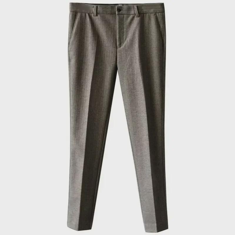 Men's Slim-Fit Wool Tweed Trousers - Retro European Style