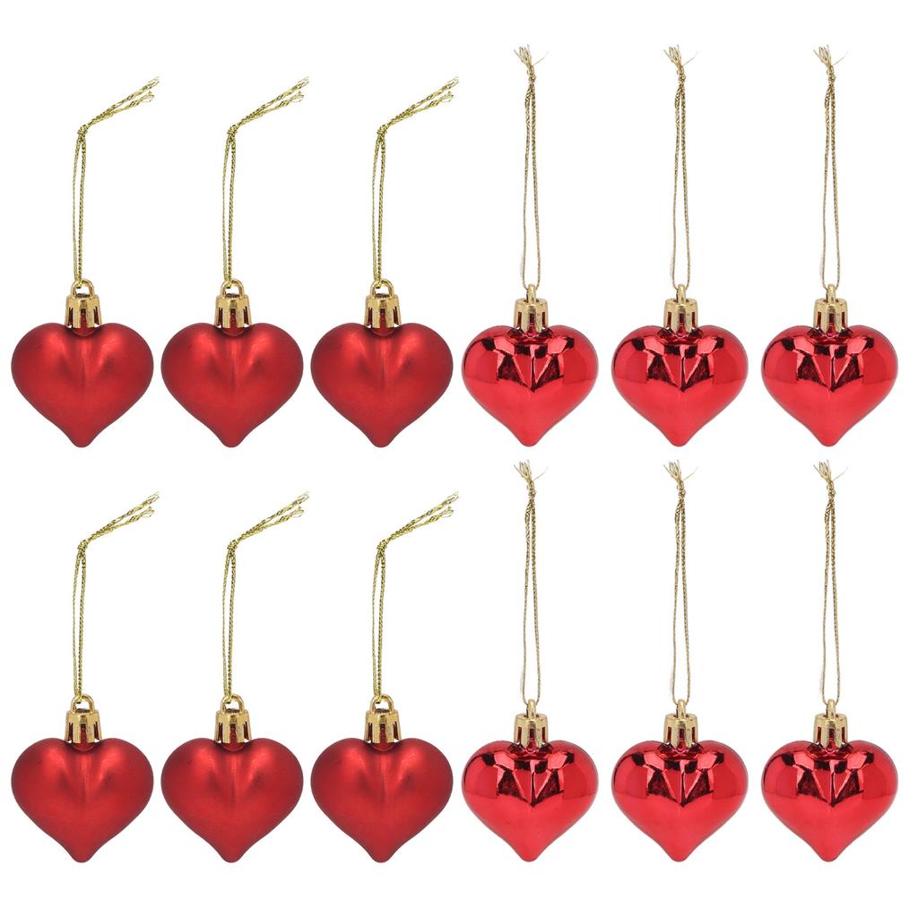 24 Pcs Christmas Love Pendant Balls Heart Shape Plastic Detachable Hook Rope Rounded Edges Hanging