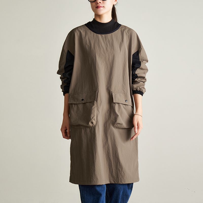 

BEPAN Kitchen Barber Shop Long Sleeve Home Cooking Cleaning Reverse Dressing Splicing Pet Work Apron коричневый