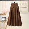 Skirt for Women Versatile Elastic High Waist Long Loose Trousers Plus Size Stretchy Solid Colour Skirt