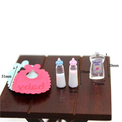 * Hot Sale 1:12 Dolls House Miniature Baby Bottles Shampoo Bibs Set Nursery Accessory Gift