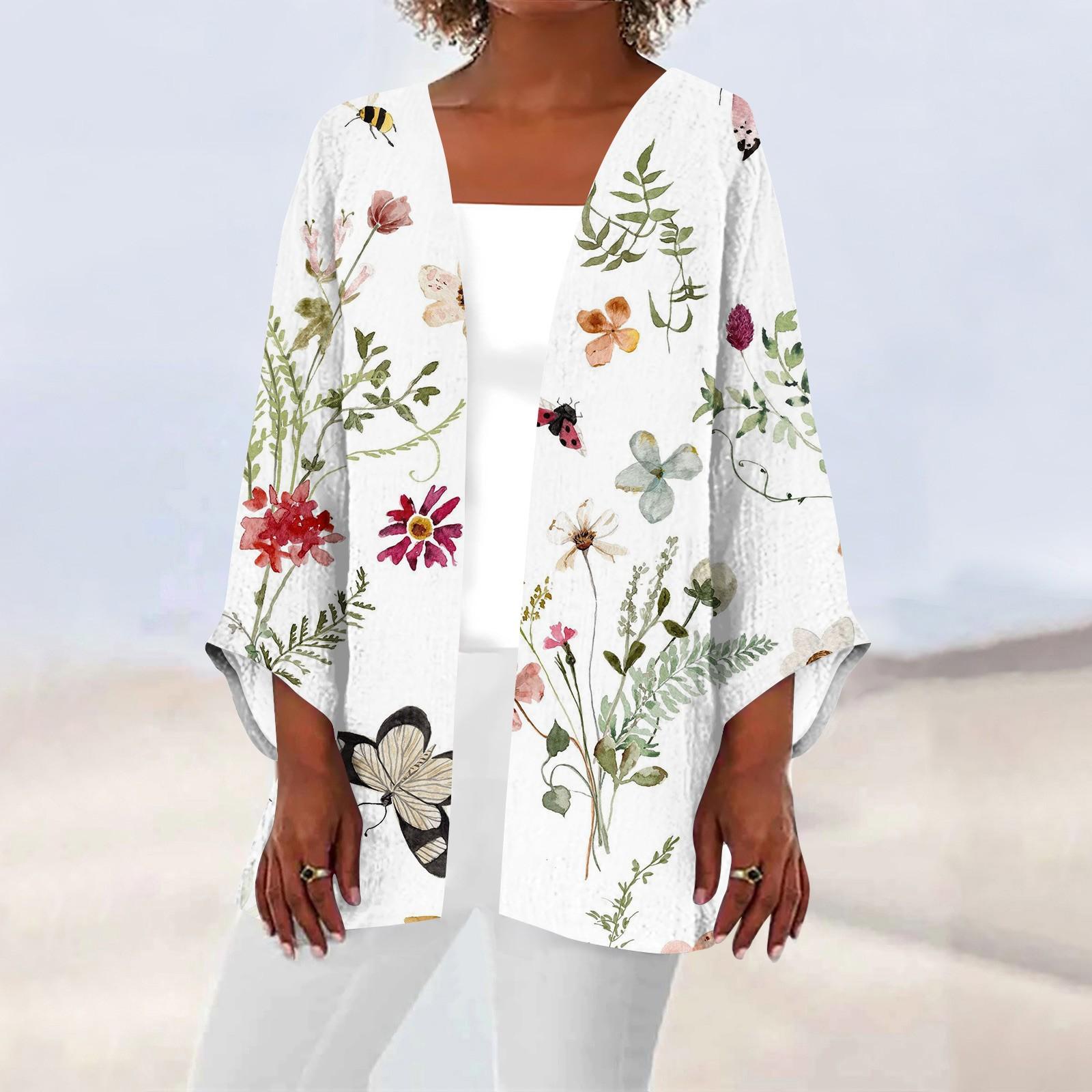 

Женская повседневная модная легкая куртка средней длины с принтом в стиле ретро, ​​кардиган XL