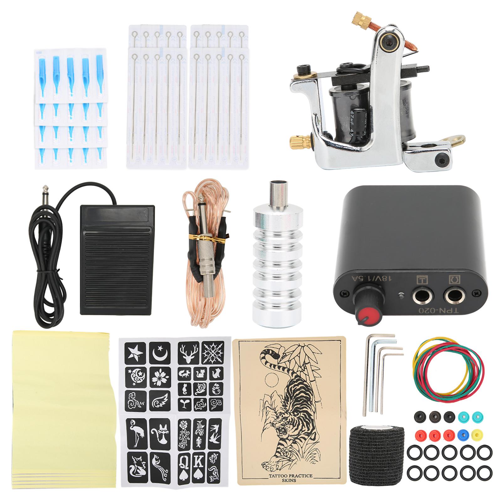 

Набор для татуировки с катушкой, блок питания для кожи, педаль для начинающих, набор для татуировок EU Plug