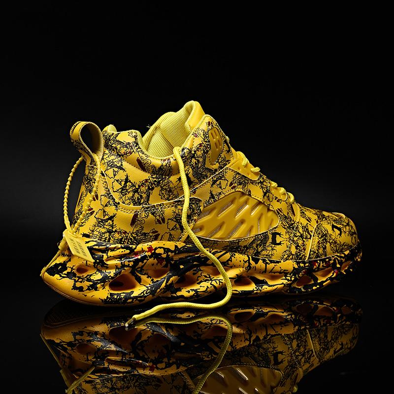Scarpe da basket sportive da uomo, autunno e inverno, in pelle, antiscivolo, ultraleggere, graffiti, da uomo