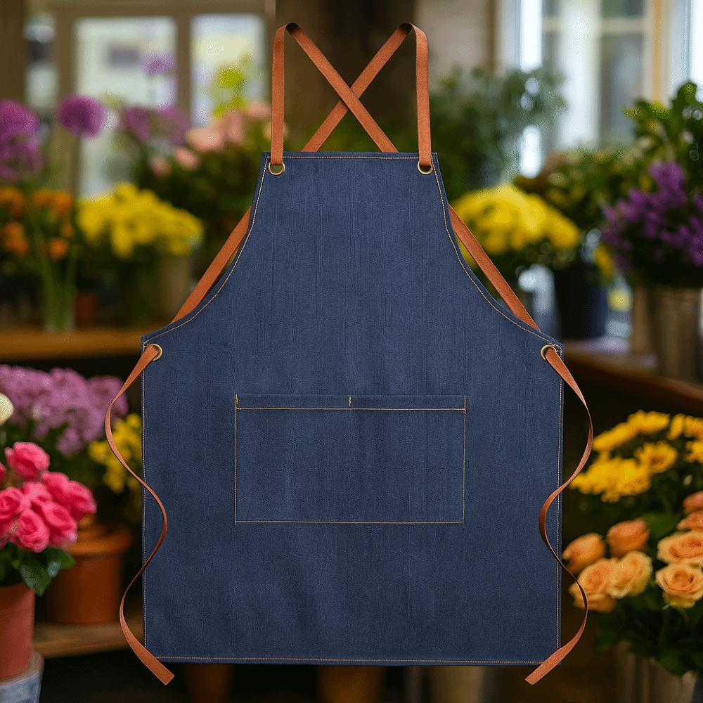 Dirt-resistant Kitchen Chef Apron Wear-resistant Painting Apron Cross Back Denim Apron  Cafe