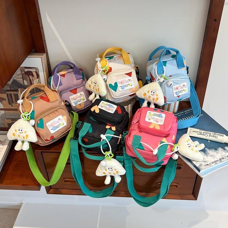 Kids Small Square Crossbody Bag With Cartoon Pendant Composite For Use Daily