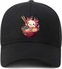 Cute Axolotl Ramen Bowl Graphic Baseball Cap Unisex Adjustable Polyester Outdoor Casual Cap