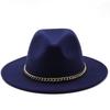 New thin chain accessories European and American autumn and winter solid color woolen top hat European and American fashion jazz hat