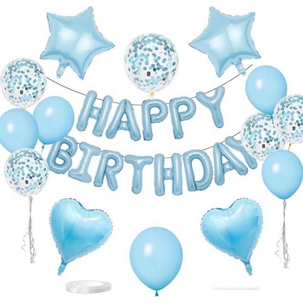 Latex/Aluminum Film Happy Birthday Balloon Garland Kit Heart Star Balloon Wall Backdrop  Birthday