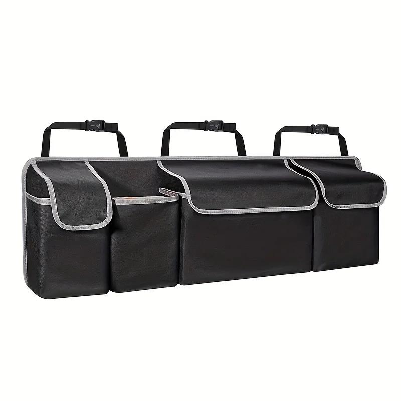 

4 Pocket Car Seat Organizer with 3 Lids Durable Nylon Storage for SUV Truck Van Foldable Multi Functional Accessories Tools чёрный