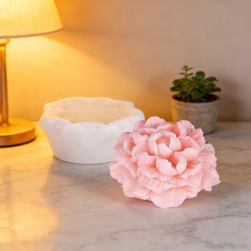 Exquisite Peony Flower Silicone Candle Mold 3D Rose Aromatherapy Gypsum Craft Soap Mold DIY Chocolate Ice Cake Baking Mold