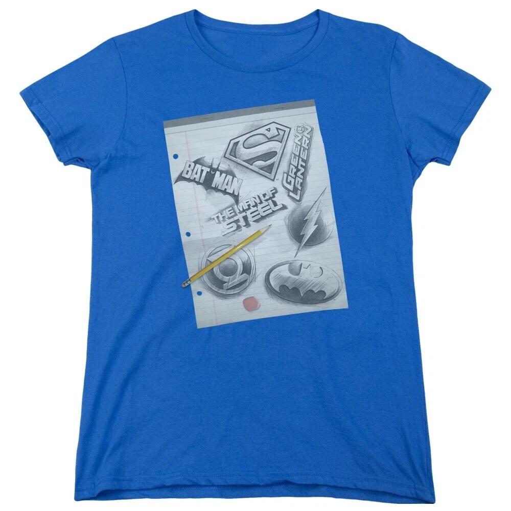 

Justice League Of America Pencilled Logos Women s T-Shirt L