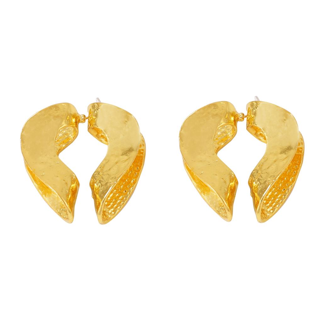 European and American personality retro light luxury style alloy irregular concave and convex texture three-dimensional love heart stud earrings femal