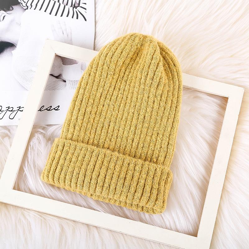 

New Hat Women s Winter Korean Style New Candy Color Light Board Woolen Hat To Keep Warm and Ear Protecting Vertical Striped Knitted Hat Trendy Adjustable